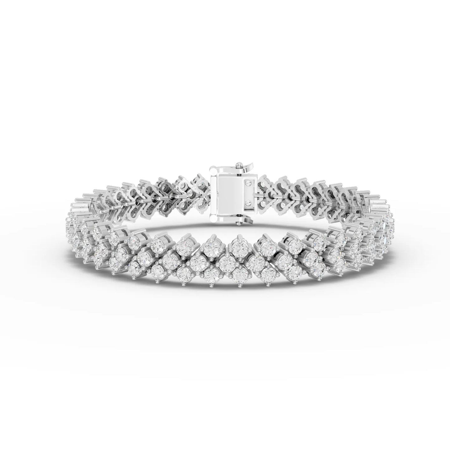 Round Cluster Moissanite Diamond Tennis Bracelet