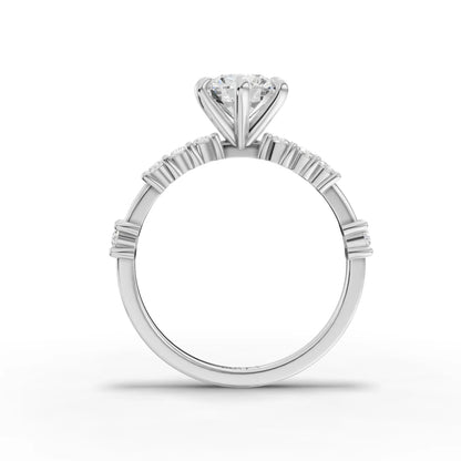 1 Carat Center Round Cut Moissanite Diamond  Engagement Ring