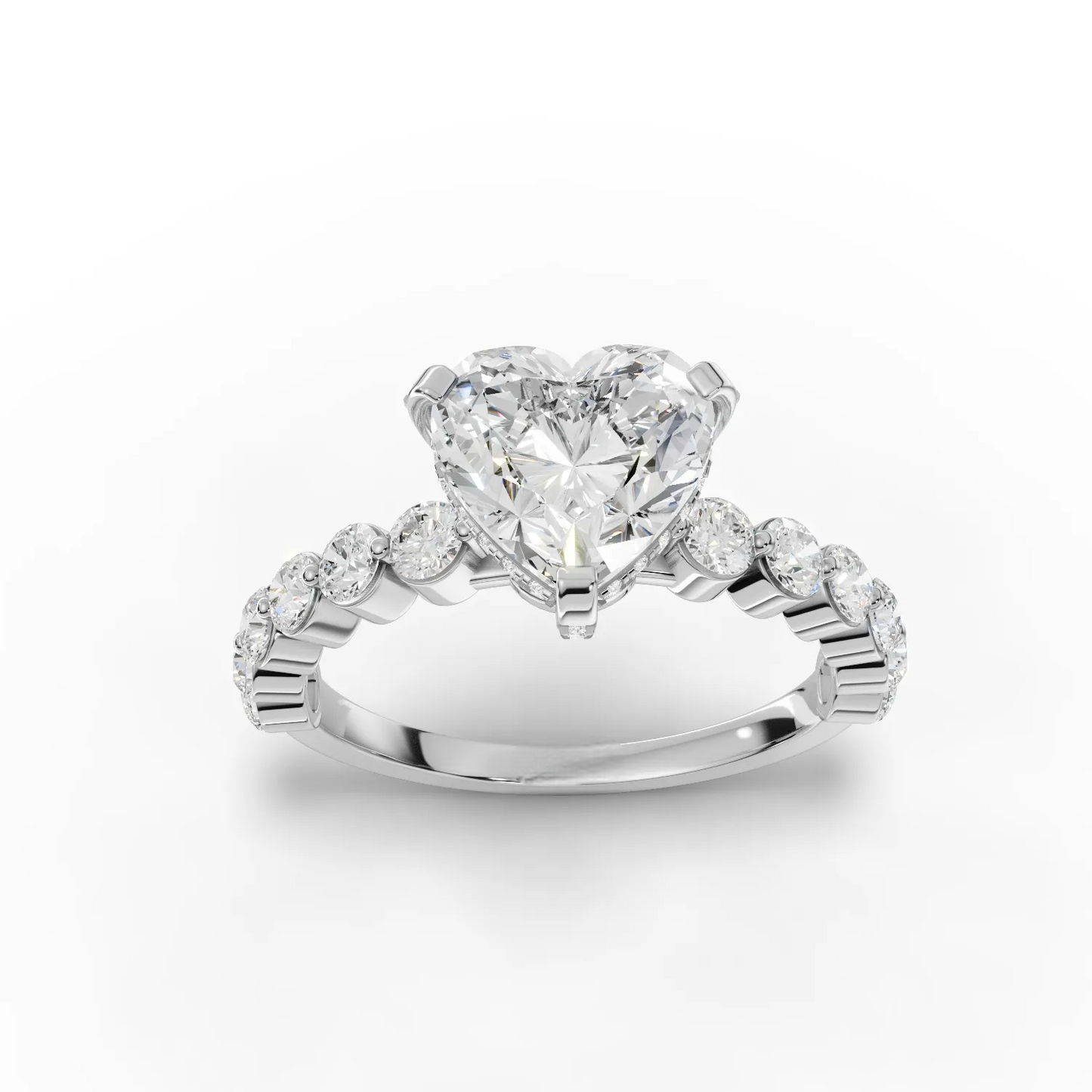 2 Carat Center Heart Cut Moissanite Diamond Engagement Ring