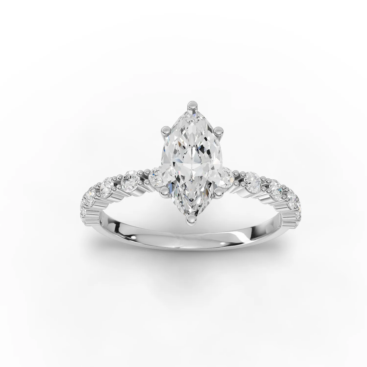 1 Carat Center Marquise Cut Moissanite Diamond Engagement Ring