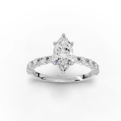 1 Carat Center Marquise Cut Moissanite Diamond Engagement Ring