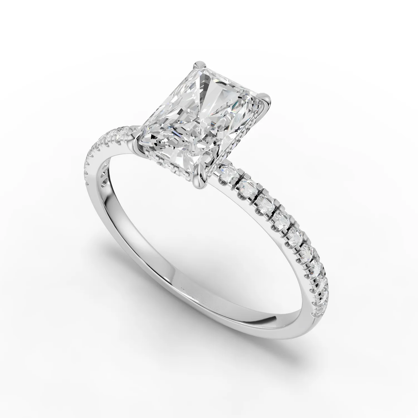 1 Carat Center Radiant Cut Moissanite Diamond Engagement Ring