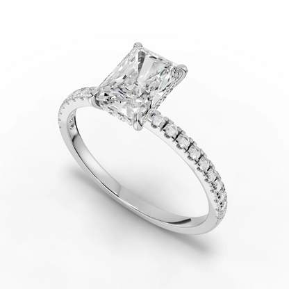 1 Carat Center Radiant Cut Moissanite Diamond Engagement Ring