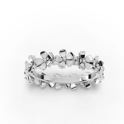 Flower Petal ,925 Silver Promise Moissanite Diamond Ring