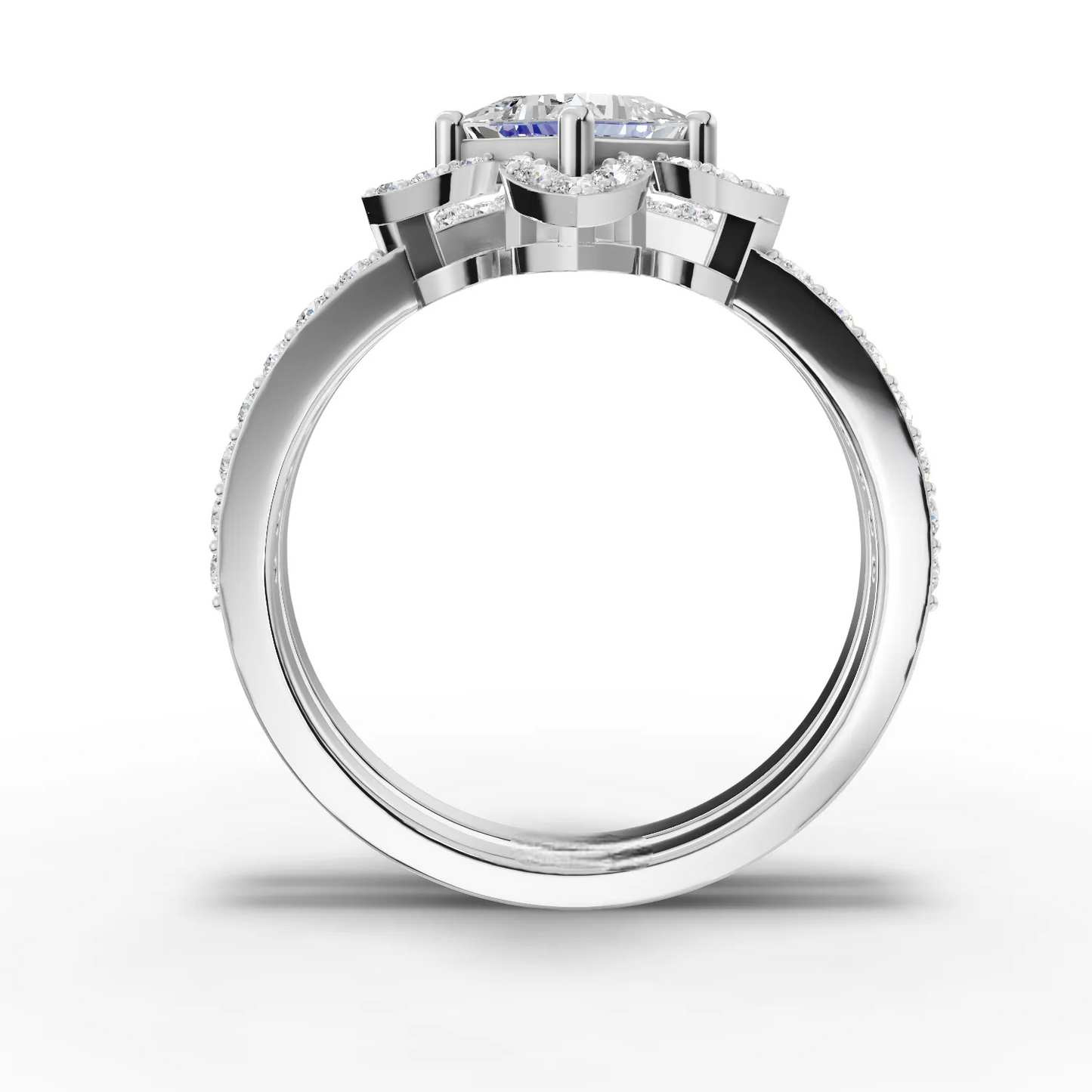 0.75 Carat Center Princess Cut Moissanite Diamond Engagement Ring