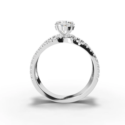 1 Carat Center Round Cut Moissanite Diamond Engagement Ring