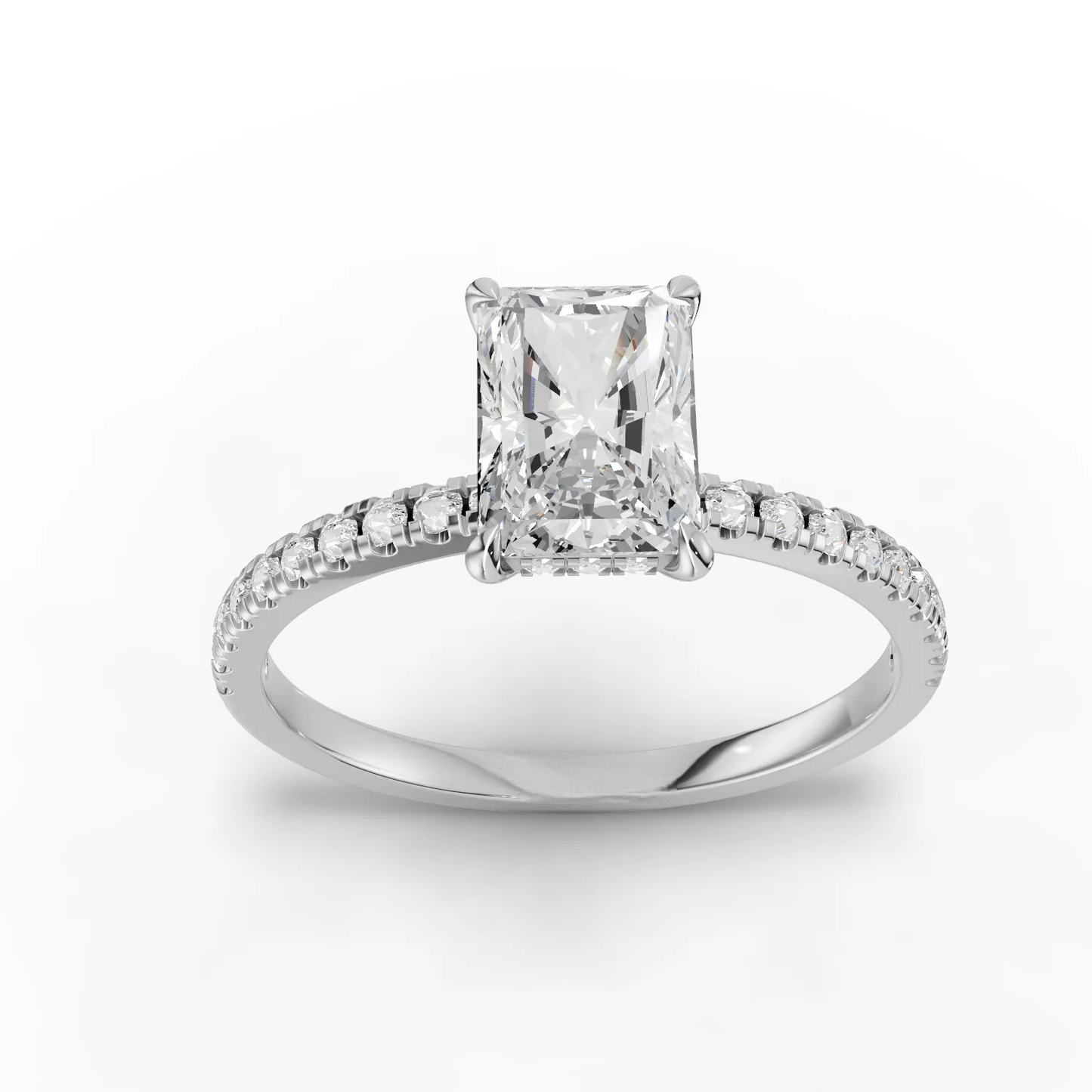 1 Carat Center Radiant Cut Moissanite Diamond Engagement Ring
