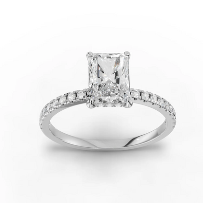 1 Carat Center Radiant Cut Moissanite Diamond Engagement Ring
