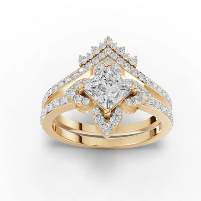 0.75 Carat Center Princess Cut Moissanite Diamond Engagement Ring
