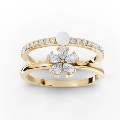 0.80 Carat Pear Cut Moissanite Diamond Pearl Engagement Ring