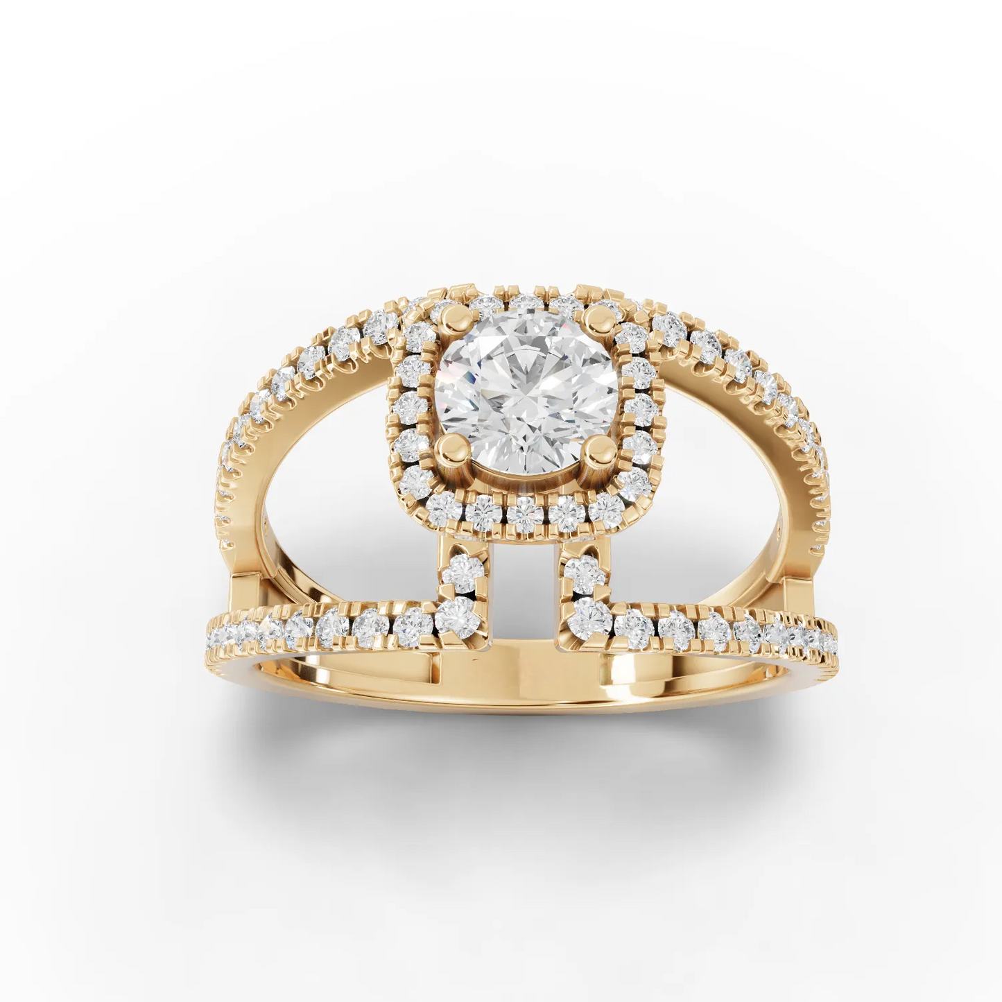 0.50 Carat Center Round Cut Moissanite Diamond Engagement Ring