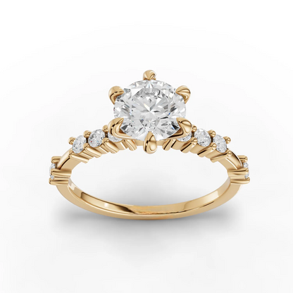 1 Carat Center Round Cut Moissanite Diamond  Engagement Ring
