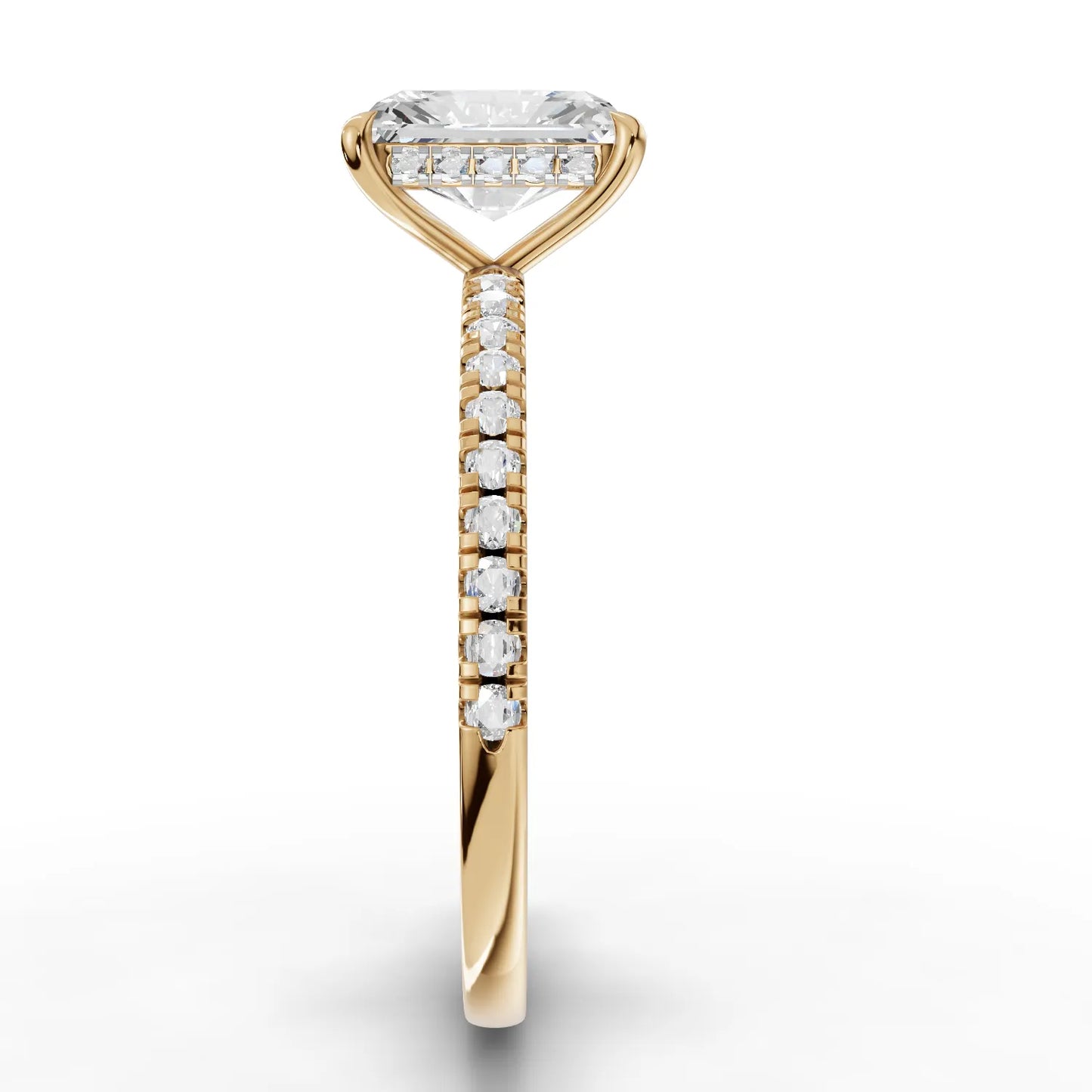 1 Carat Center Radiant Cut Moissanite Diamond Engagement Ring