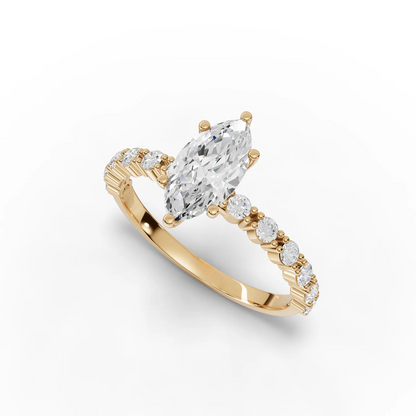 1 Carat Center Marquise Cut Moissanite Diamond Engagement Ring