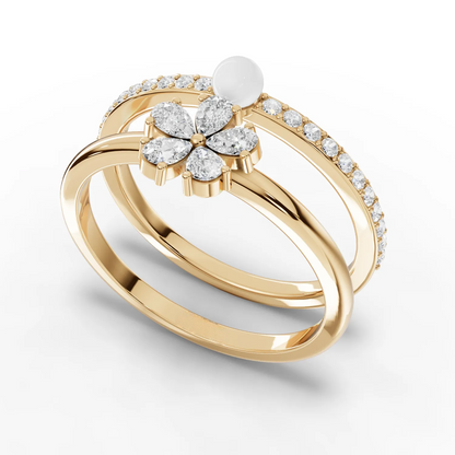 0.80 Carat Pear Cut Moissanite Diamond Pearl Engagement Ring
