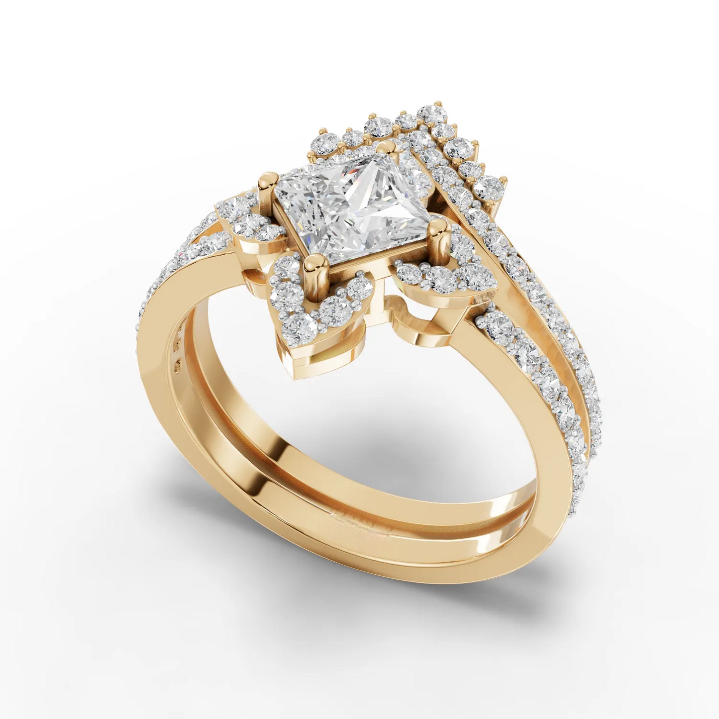 0.75 Carat Center Princess Cut Moissanite Diamond Engagement Ring