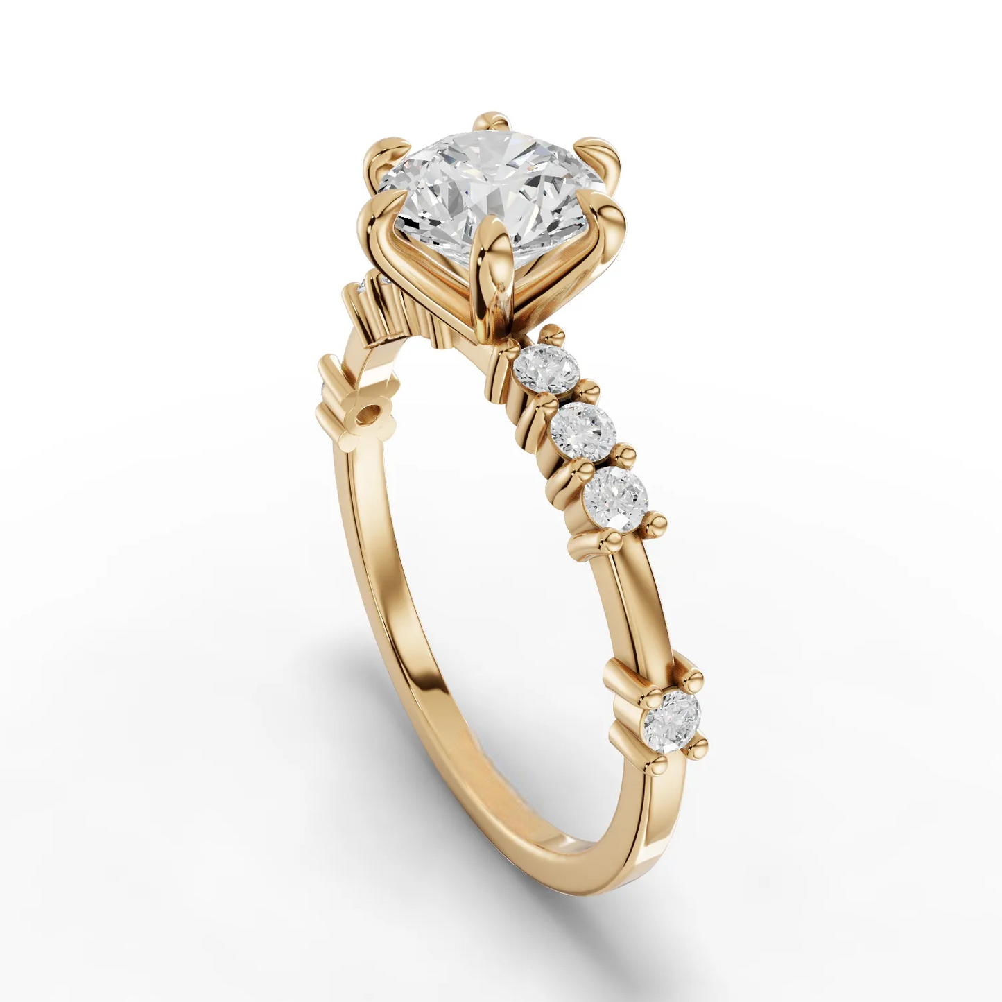 1 Carat Center Round Cut Moissanite Diamond  Engagement Ring