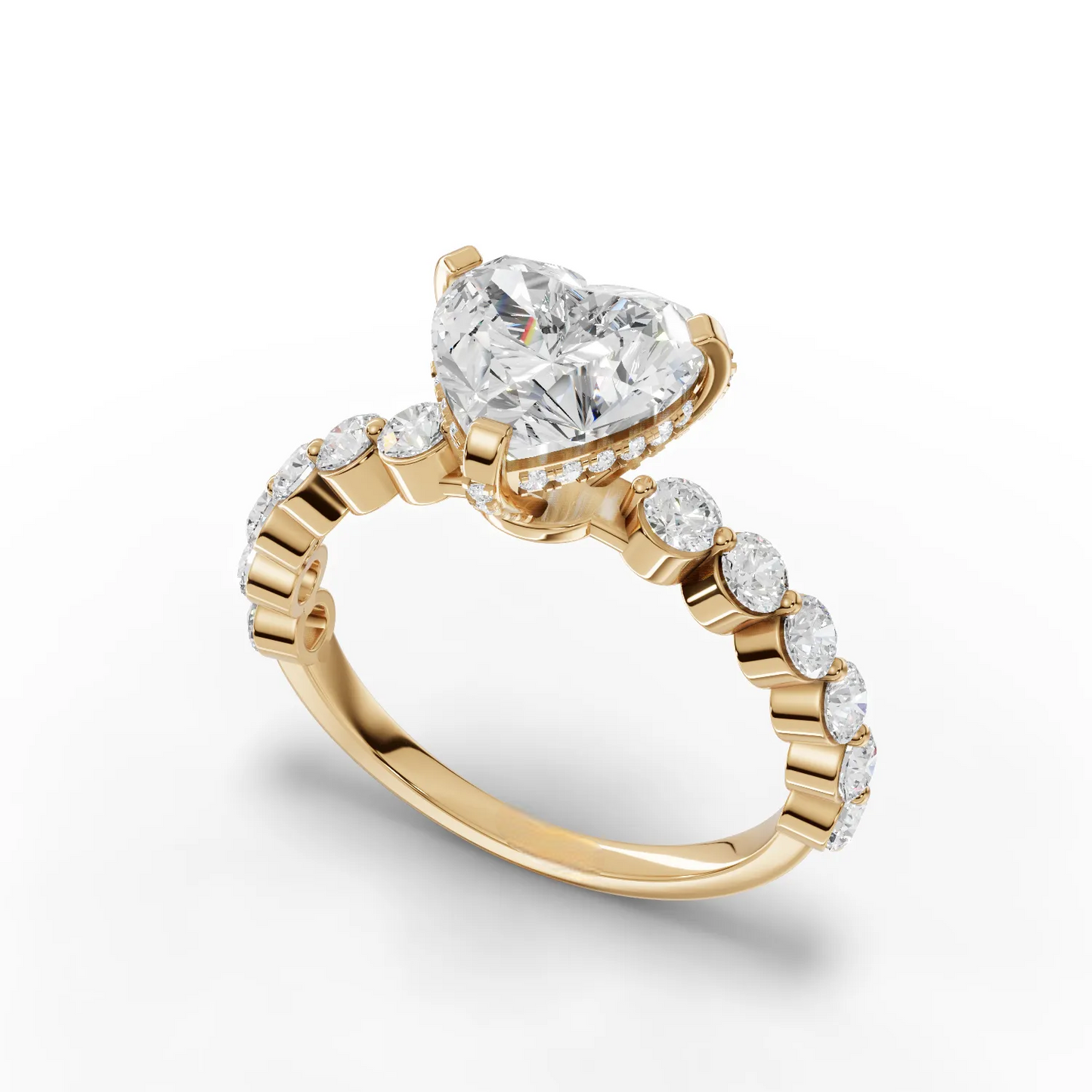 2 Carat Center Heart Cut Moissanite Diamond Engagement Ring