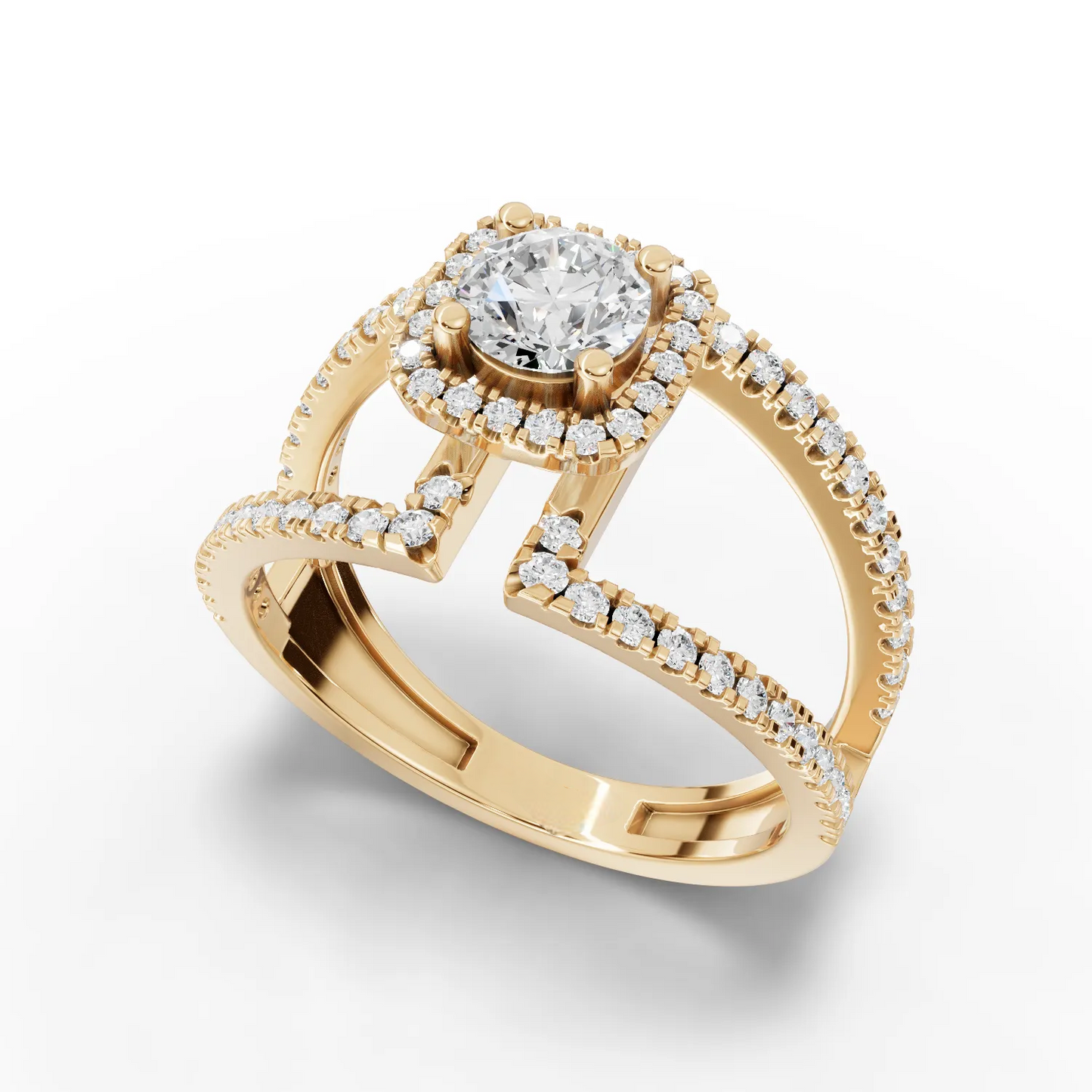 0.50 Carat Center Round Cut Moissanite Diamond Engagement Ring
