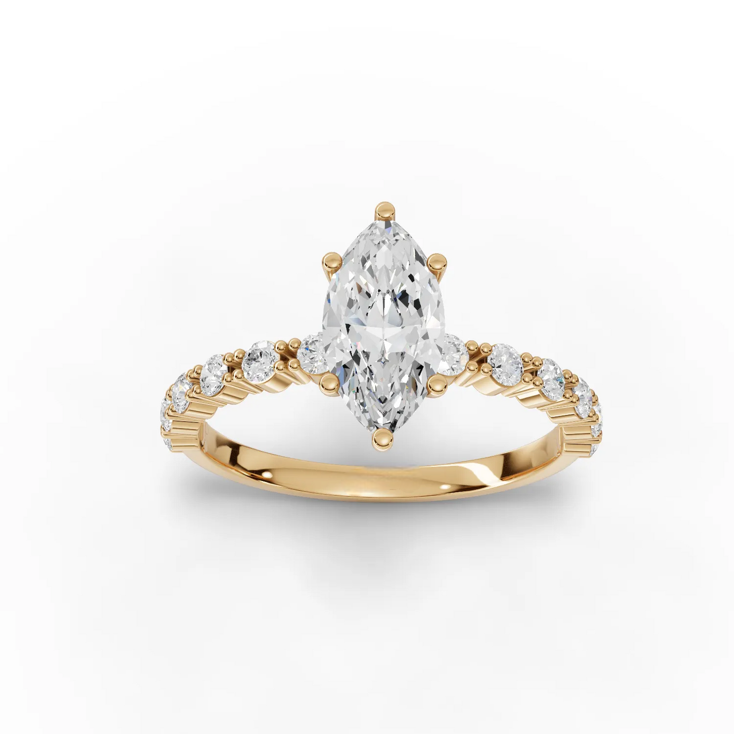 1 Carat Center Marquise Cut Moissanite Diamond Engagement Ring