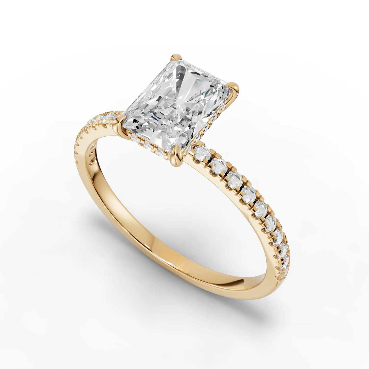 1 Carat Center Radiant Cut Moissanite Diamond Engagement Ring