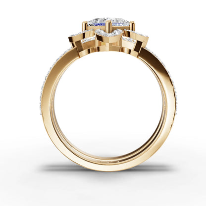 0.75 Carat Center Princess Cut Moissanite Diamond Engagement Ring