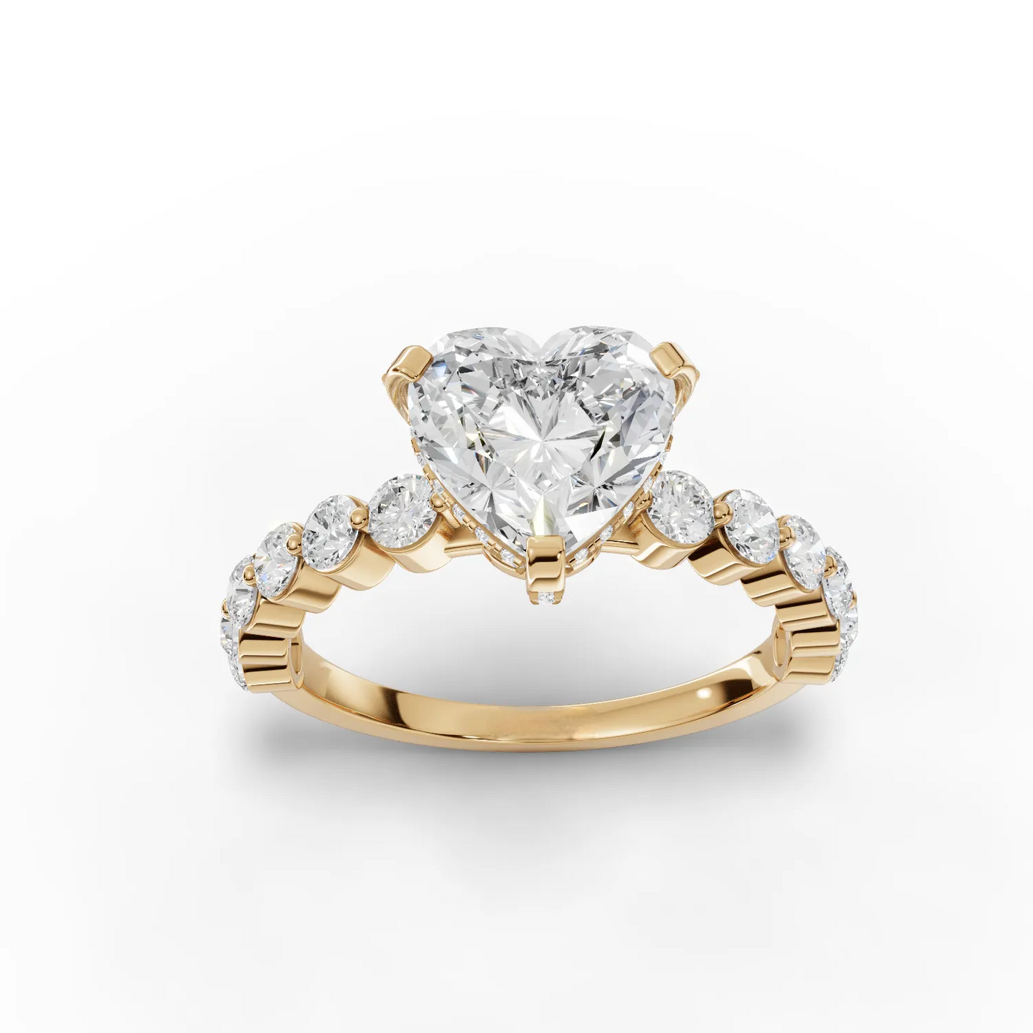 2 Carat Center Heart Cut Moissanite Diamond Engagement Ring