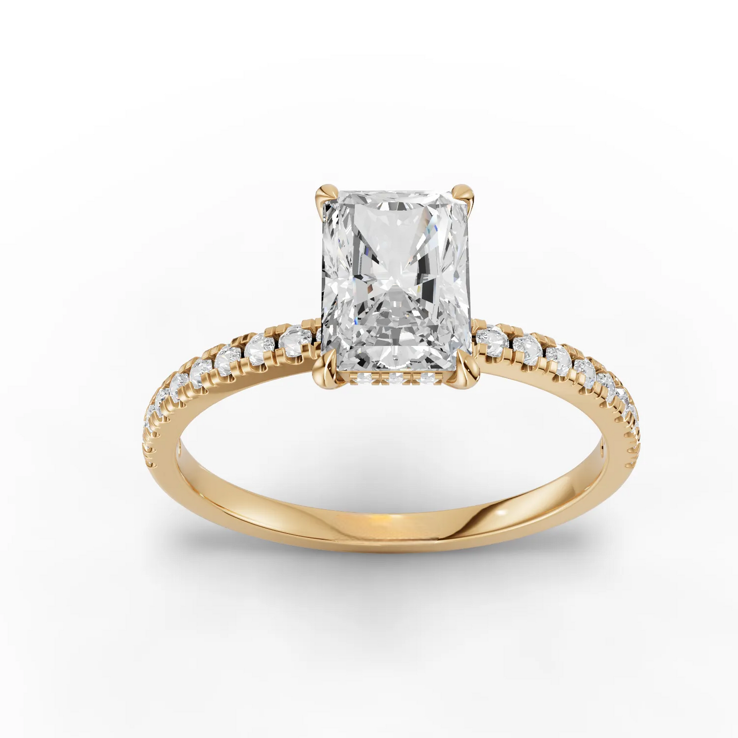 1 Carat Center Radiant Cut Moissanite Diamond Engagement Ring