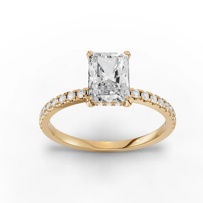 1 Carat Center Radiant Cut Moissanite Diamond Engagement Ring