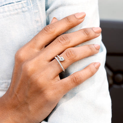 0.50 Carat Center Heart, Round Cut Moissanite Diamond Engagement Ring