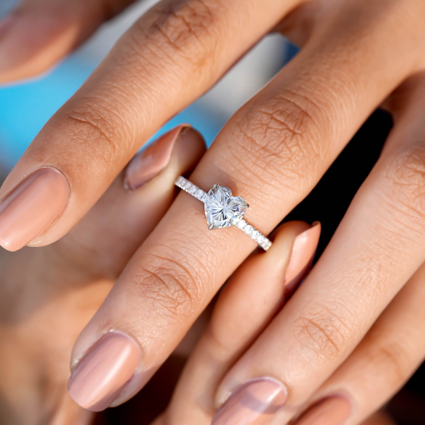 2.5 Carat Center Heart Cut Moissanite Diamond Engagement Ring