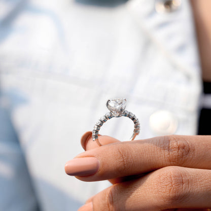2 Carat Center Heart Cut Moissanite Diamond Engagement Ring