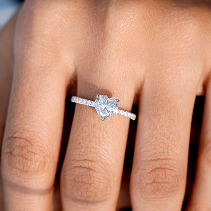 2.5 Carat Center Heart Cut Moissanite Diamond Engagement Ring
