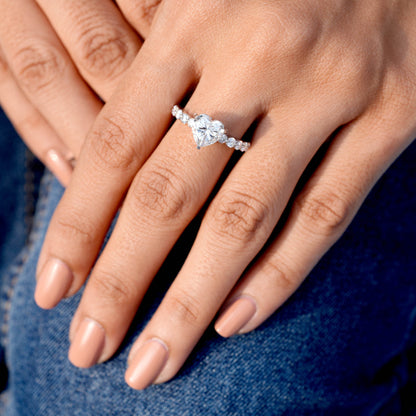 2 Carat Center Heart Cut Moissanite Diamond Engagement Ring