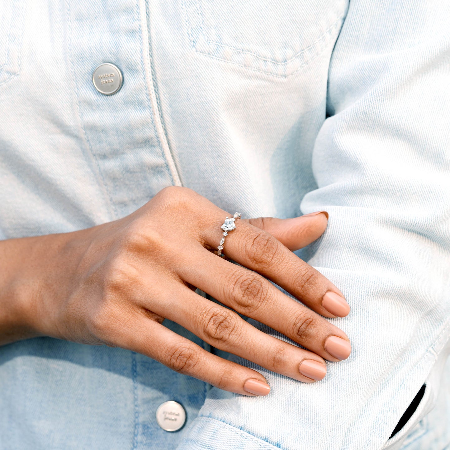 0.75 Carat Center Heart Cut Moissanite Diamond Engagement Ring