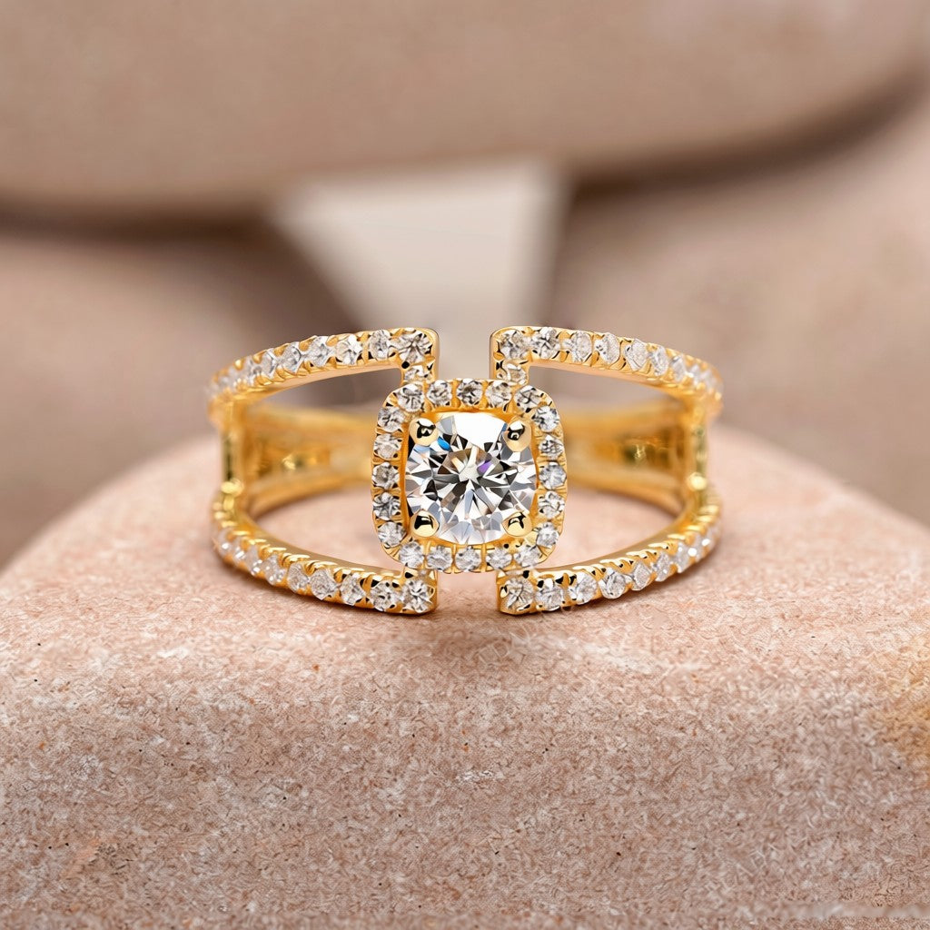 0.50 Carat Center Round Cut Moissanite Diamond Engagement Ring