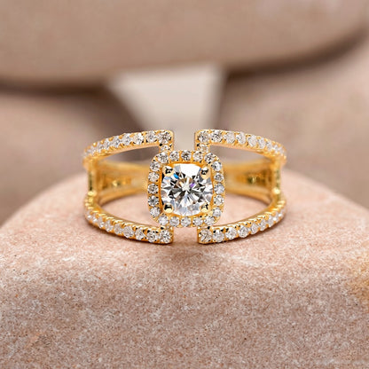 0.50 Carat Center Round Cut Moissanite Diamond Engagement Ring