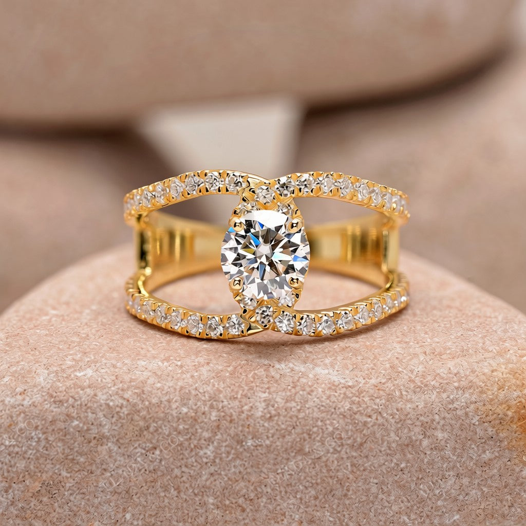 1 Carat Center Round Cut Moissanite Diamond Engagement Ring