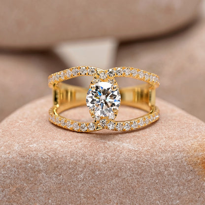 1 Carat Center Round Cut Moissanite Diamond Engagement Ring