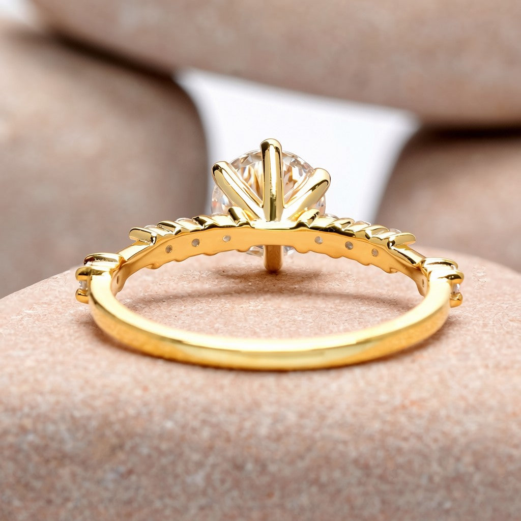 1 Carat Center Round Cut Moissanite Diamond  Engagement Ring