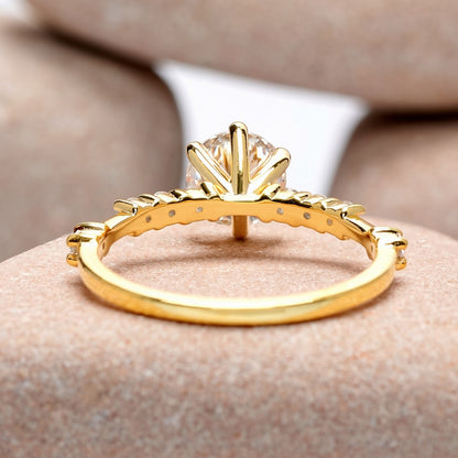 1 Carat Center Round Cut Moissanite Diamond  Engagement Ring