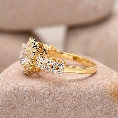 1.5 Carat Center Round Cut Moissanite Diamond Engagement Ring