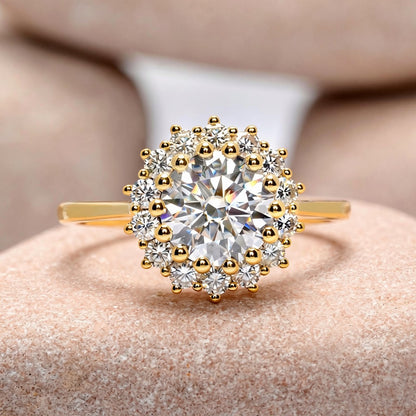 1.5 Carat Center Round Cut Moissanite Diamond Engagement Ring