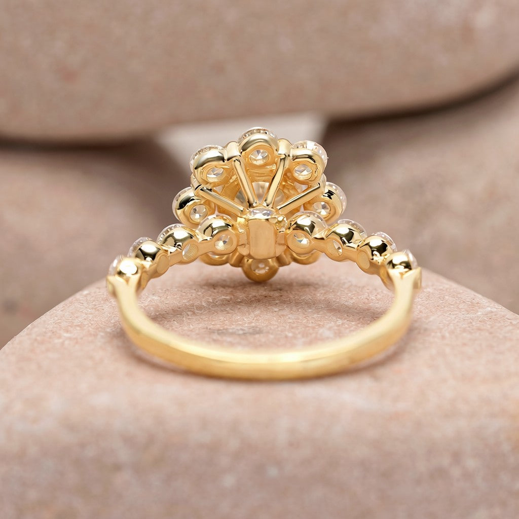 1.5 Carat Center Round Cut Moissanite Diamond Engagement Ring