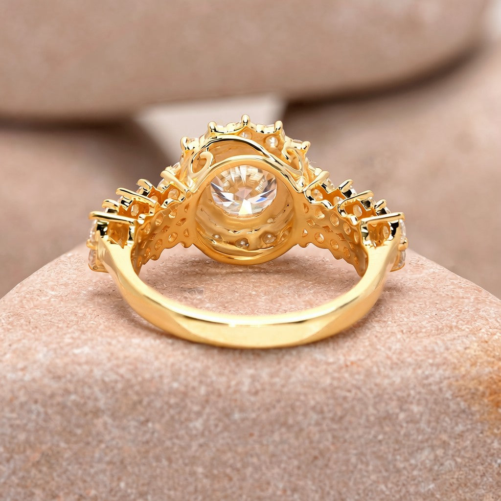 1.5 Carat Center Round Cut Moissanite Diamond Engagement Ring