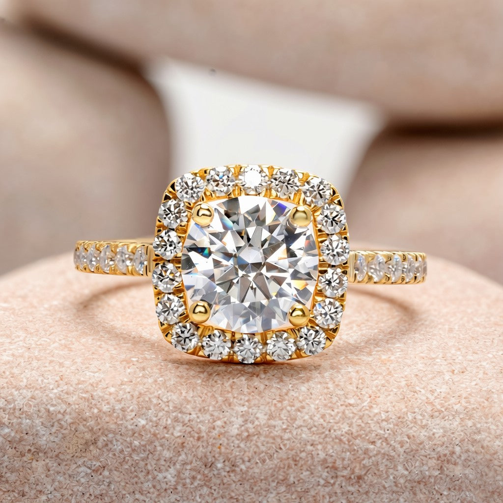 1.5 Carat Center Round Cut Moissanite Diamond Engagement Ring
