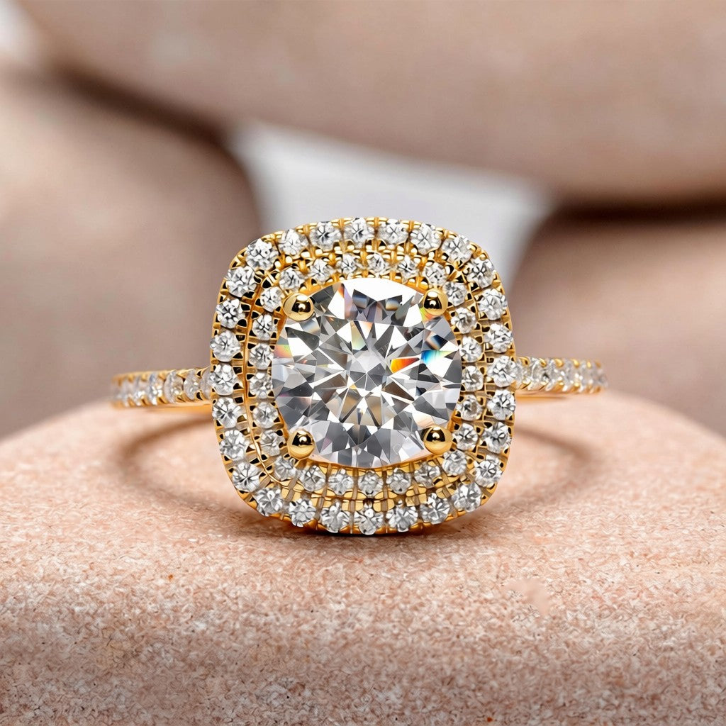 1.5 Carat Center Round Cut Moissanite Diamond Engagement Ring