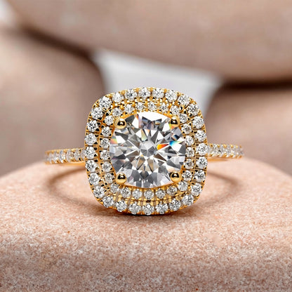 1.5 Carat Center Round Cut Moissanite Diamond Engagement Ring