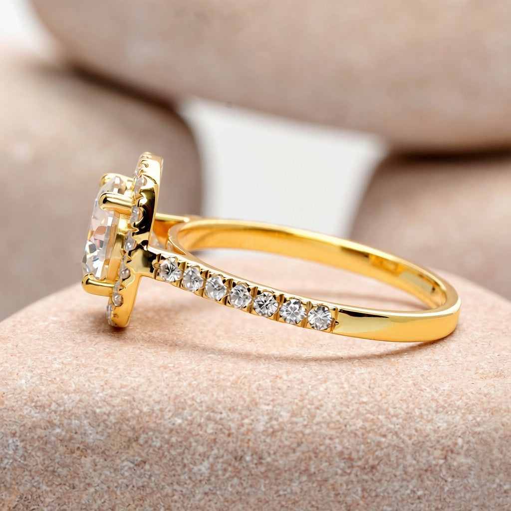 1.5 Carat Center Round Cut Moissanite Diamond Engagement Ring