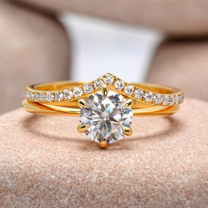 1 Carat Center Round Cut Moissanite Diamond Engagement Ring